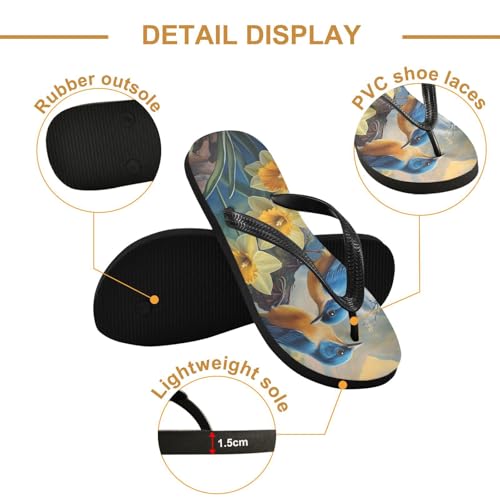 Bird Flowers Spring Daffodils Flip Flop Beach Summer Casual Sandal for Women & Men Shower Shoes 208611682