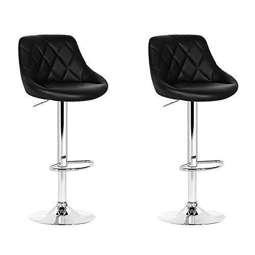 Artiss Bar Stools Stool Set of 2 Adjustable Kitchen Swivel Counter Barstools Dining Chair Gas Lift Leather Black in 66-79cm Seat Height Floor for Home Bar Dining Room Cafe Outdoor Indoor