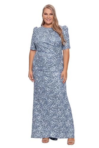 Image of Xscape Women's Xscape Women's Sequin Lace Short Sleeve Floor Length Dress