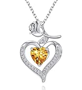 Liebe Herz Rose Halskette Damen Mädchen Geburtsstein Anhänger Halskette Schmuck für Freundin Ehef...