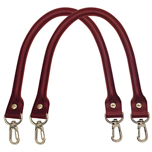 Correa de hombro de cuero burdeos de 16" con cierre dorado para bolsos y maletines, 2 uds