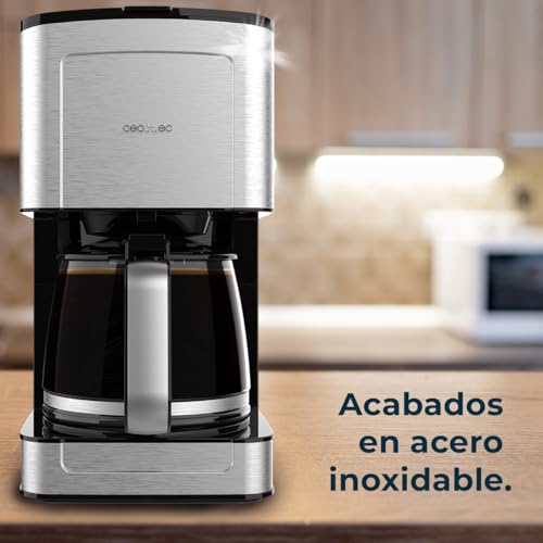 Cecotec Kaffeemaschine Coffee 56 Heat, 800W, Programmieren Sie Ihren Kaffee, Edelstahl, LCD-Bildschirm, Tropfenschutz, Fassungsvermögen 1,3L, 12 Tassen, Automatische Abschaltung, Tank mit Fenster