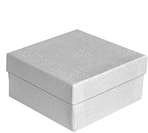 Swirl White Cotton Filled Jewelry Boxes #34 - Pack of 100