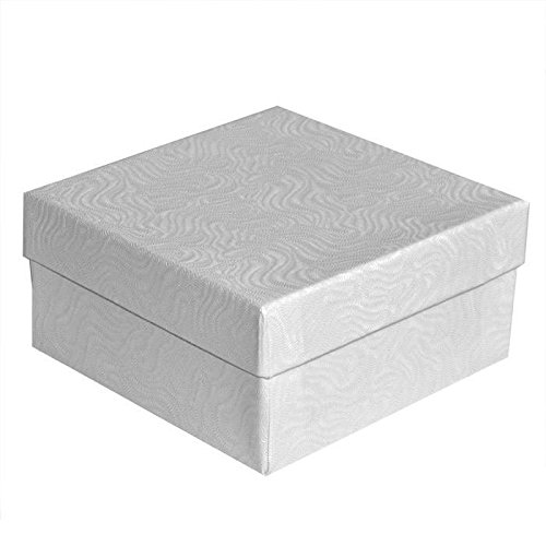 Swirl White Cotton Filled Jewelry Boxes #34 - Pack Of 100 #TOP27