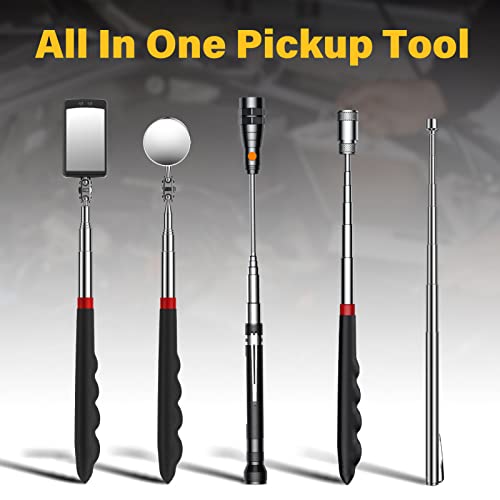 Magnetic Pickup Tool Set With 15Lb&1Lb Pick Up Rod, Round&Square 360 Swivel Adjustable Inspection Mirror And Telescoping Flexible Flashlight, Valentines Day Gifts For Men, Husband #TOP6
