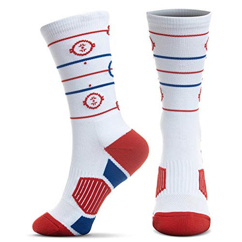 Image of ChalkTalkSPORTS Hockey Socks - Cushioned Mid-Calf Crew - Ice Rink | Moisture-Wicking Performance Blend, Athletic Hockey Gear, Stay-Up Technology, Arch Support, Breathable, Boys and Men