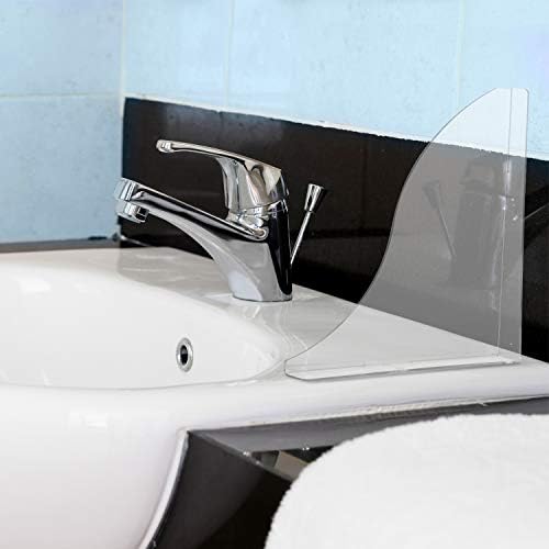 4 Pcs Acrylic Bath Tub Splash Guards, Bathtub Shower Splash Guard, Tub Corner Guard, 8.7 x 7.3 Inch, with 2 Pcs 1 Meter Acrylic Adhesive Tape (Transparent)