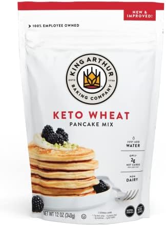 King Arthur Keto Wheat Pancake Mix: Low Carb, High Protein Breakfast Solution - Just Add Water for Fluffy Pancakes or Waffles - Non-GMO, Kosher Certified, 12 oz Pouch