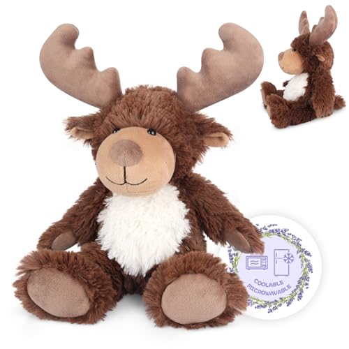 Image of SuzziPals Heatable & Coolable Moose Stuffed Animal, Plushies Microwavable Heating Pad for Soothing & Relaxation, Lavender Scent Stuffed Plush Toys for Stress Relief, Christmas Stuffed Animals Gifts