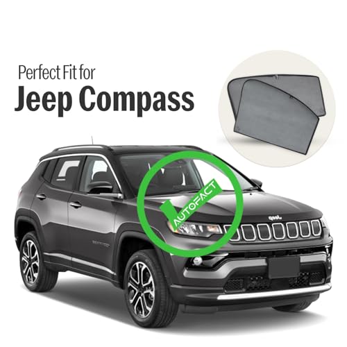 Image of Autofact Car Sunshades for Jeep Compass, UV Protection, Useful Car Accessories, Custom fit Sun Shades for Side Windows, Set of 4
