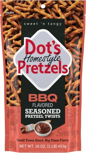 Image of Dot's Homestyle Pretzels BBQ Seasoned Pretzel Twist Snack, 16oz Grocery Sized Bag (Pack of 10)