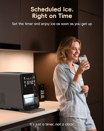 Image of ecozy Nugget Ice Maker Countertop, 40Lbs /Day Chewable Pebble Ice, TDS Meter | Soft Sonic Ice Machine, Self-Cleaning, One-touch Timer, Pull-out Ice Basket, Compact for Home Kitchen Office
