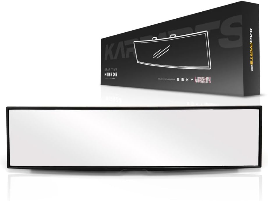 KarParts360 For Tesla Model S/3/X/Y Rear View Mirror | Interior | Clear | Glass | Rectangular Shape | Convex Type | Manual | Roof Mount Type | Clip-On