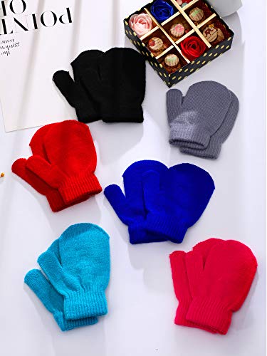 Sumind 12 Pairs Kids Mitten Knitted Toddler Mittens Winter Warm Stretch Gloves Infant Mitten Gloves For Boys Girls (Bright Colors) #TOP4