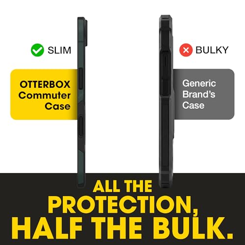 Image of OtterBox iPhone 17 Air (Only) - Commuter Series Case - Built-in MagSafe - Thin, Dual-Layer, Pocket-Friendly, Port Cover - Forest Night (Black /Green)