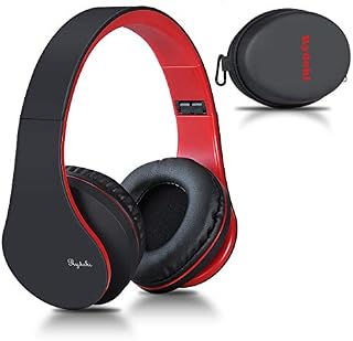 Wireless Bluetooth Headphones Over Ear, Rydohi Hi-Fi Stereo Headset with Deep Bass, Foldable and Lightweight, Wired and Wireless Modes Built in Mic for Cell Phones, TV, PC and Traveling (Black-Orange)