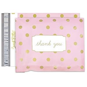 Pack It Chic – 10X13 (100 Pack) Pink Polka Dot – Thank You Poly Mailer Envelope Plastic Custom Mailing & Shipping Bags…
