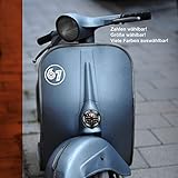  Startnummer Zahl Aufkleber/Sticker für Vespa Lambretta Roller z.B. 76 Wunschzahl -größe