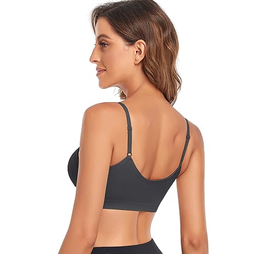 Image of Litthing Bralettes Padded for Women Cami Strap Bra Seamless Sportsbra Wireless Comfort Yoga Lightly T-Shirt Tank Tops