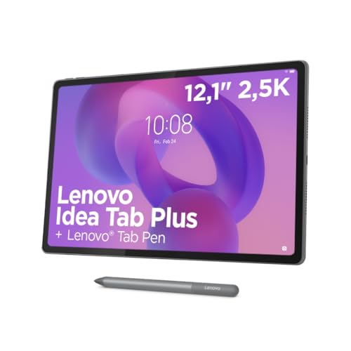 Lenovo Idea Tab Plus – Tablet 12.1 2.5K (MediaTek Dimensity 6400, 12 GB RAM, 256 GB UFS 2.2, 90 Hz, 4 Altavoces, Ranura microSD, Wi-Fi 5, Bluetooth 5.2, Android 15) Color Luna Grey – Incluye Tab Pen