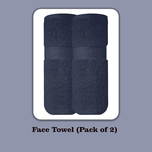 Image of Sulfar 100% Terry Ring Spun Cotton Face Towel - Quick-Dry, Highly Absorbent (480 GSM) (30 x 30 Cm) Navy Blue (Pack of 2)