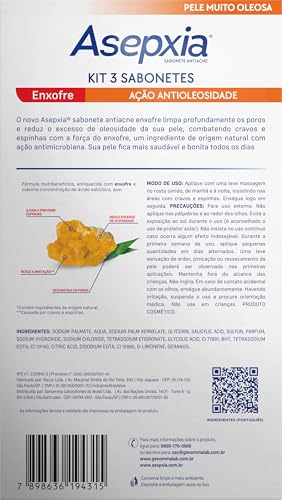 Kit Asepxia Sabonete Facial Enxofre 80g c/ 3 Unids