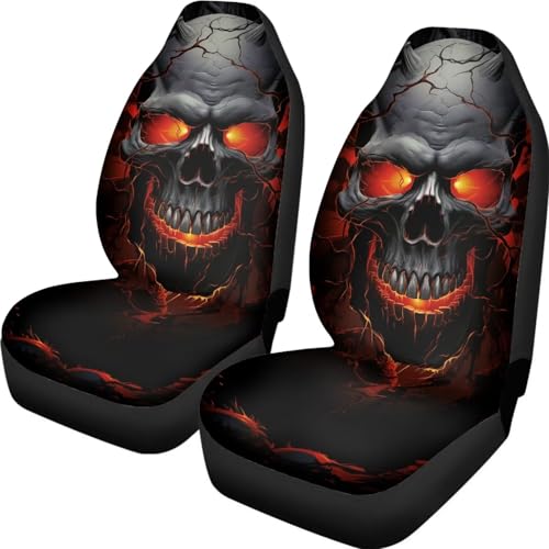 Rucaresri Flame Skull Car Seat Covers Full Set of 2