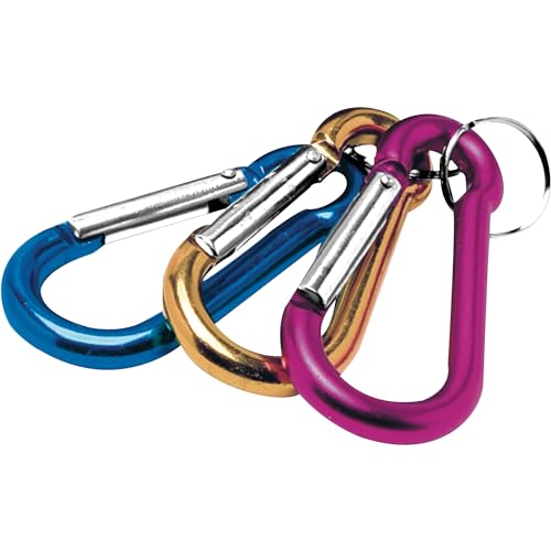 Performance Tool W3203 Anodized Aluminum Carabiner Set - Assorted Colors, Small Fishbowl Packaging, Not for Climbing, US Patents D673370 and D685580
