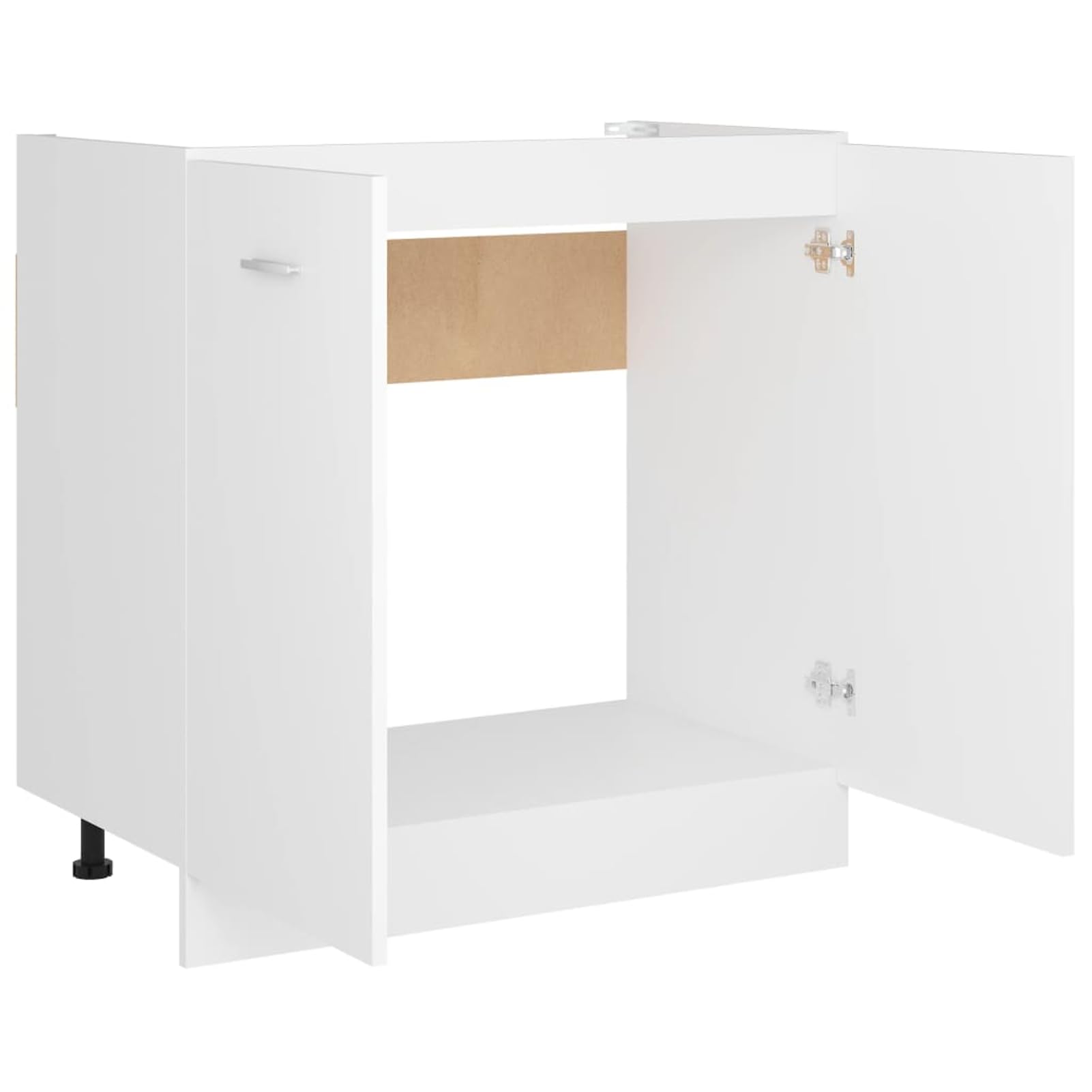 Gecheer Spülenunterschrank Lyon Weiß 80x46x81 5 cm Holzwerkstoff langlebig funktional Aufbewahrungsschrank für Küchengeräte Töpfe Teller Schalen for Familien Haushalte
