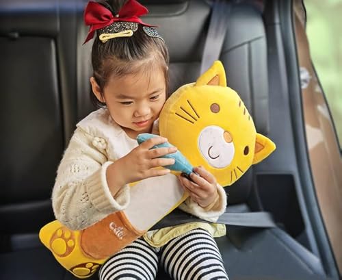 Image of Kids Seat Belt Pillow Cartoon Car Travel Pillow Neck Support Car Pillow Seat Belt Shoulder Cover Pillow Headrest Shoulder Pillow Soft Auto Seat Belt Cushion Back Cushion Car Trim