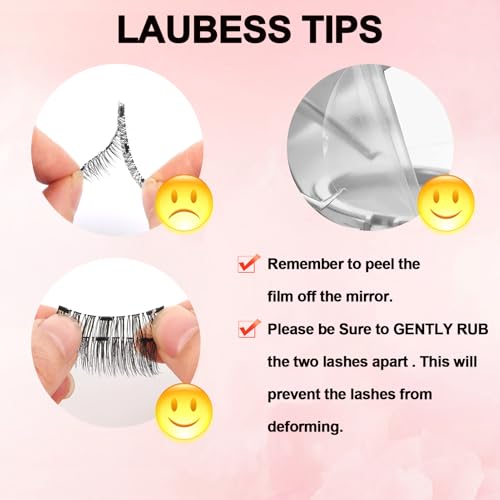 Image of LAUBESS Magnetic Eyelashes with Applicator 2 Pair No Glue Needed Natural Look Magnetic Lashes Easy to Wear and Remove(L06 /L08)