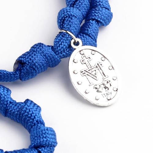 HanlinCC Handmade Knotted Paracord Rosary Necklace with St.Benedict Miraculous Medal for Men and Women4