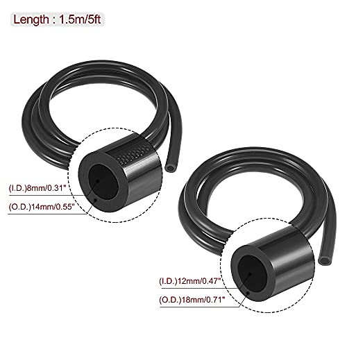 Meccanixity Vacuum Silicone Tubing Hose 5/32" 1/4" 5/16" 1/2" Id 1/8" Wall Thick 5Ft Black High Temperature For Engine #TOP2