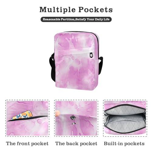 Crossbody Bag Purple Pink Tie Dye Messenger Bag for Women Men Purse Shoulder Bag Satchel Bag with Adjustable Strap 214B03862