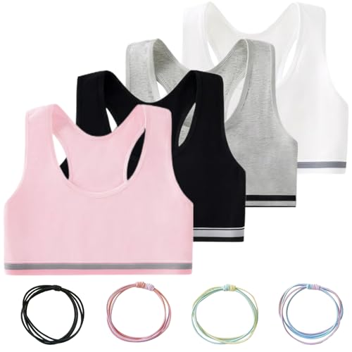 WUSANNA 4er-Pack Bustier für Mädchen, Damen-BH aus Baumwolle,...
