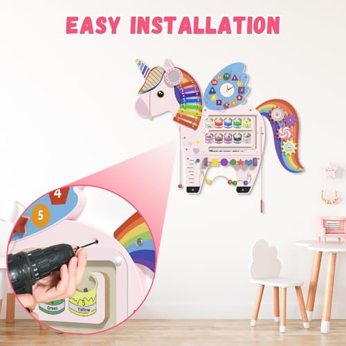 Image of Spacocld Activity Wall Busy Board Panels - Sensory Wall Panel for Kids (5 Pieces Colorful Unicorn)
