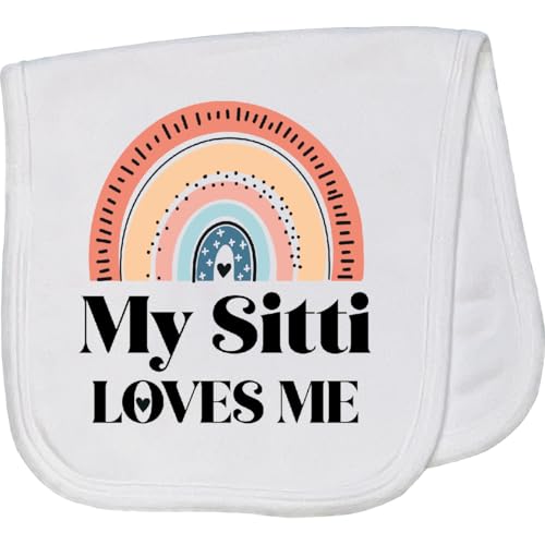 inktastic My Sitti Grandma Loves Me Rainbow Baby Burp Cloth White 4575f