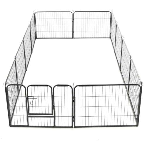 Parc pour chiens 12 panneaux acier 80x60cm noir pliable