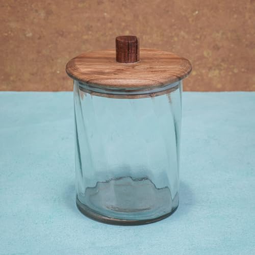 Image of Ireka Home Twist Glass Jar with Wooden Lid | Transparent Modular Storage Jar | Kitchen Organizer for Tea Coffee Sugar Dry Fruits