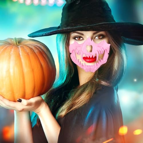 Yzpacc Half Halloween Skeleton Mask Cosplay Resin Half Face Skull Scary Mask Cosplay Decorative - Image 3