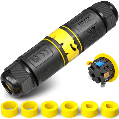 PEBAConnettore per cavi impermeabile a 5 poli, IP68, connettore rapido con spina e presa 4-12 mm, morsetto di collegamento con leva, nero, 1 pezzo