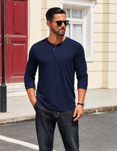 COOFANDY Mens Henley Shirts Long Sleeve T Shirts Casual Lightweight Fashion Button Pullover Tee Shirt2