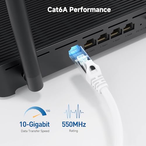 Image of Cable Matters 10Gbps 5-Pack Snagless Shielded Cat 6A Ethernet Cable - 7ft, Cat 6A Cable, Cat6A Cord, Ethernet Cord, White