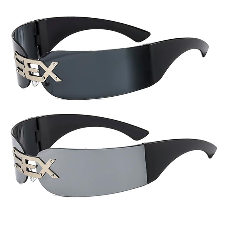 bullabulling 80s Futuristic Cyclops Cyber Visor Sunglasses Men Women Wrap Around SunglassesCostume Glasses Punk Style2