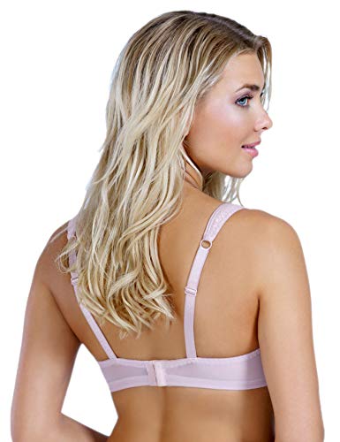 Image of Rosme Women's Balconette Bra with Push Up Effect Plus Size Sexy Lace Demi Half Cup Bra Underwired Low Cut Mesh Bras Grand
