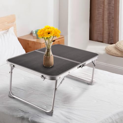 Image of Foldable Laptop Desk, Portable Bed Table with Hidden Storage, Gray