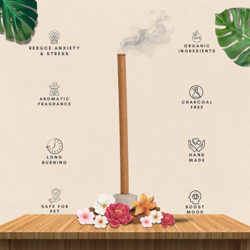 Aadiva Shukrana Organic Sandalwood Saffron Incense Sticks | Bamboo-Less & Charcoal-Free Agarbatti | Ayurvedic Herbal Dhoop | Made in India | 40 Sticks | Natural Fragrance for Pooja & Meditation - Image 6