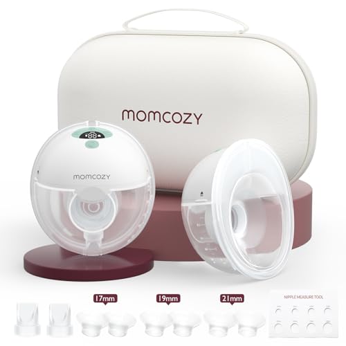 Image of Momcozy Breast Pump Hands Free M5, Wearable Breast Pump of Baby Mouth Double-Sealed Flange with 3 Modes & 9 Levels, Electric Breast Pump Portable - 24mm, 2 Pack Mint