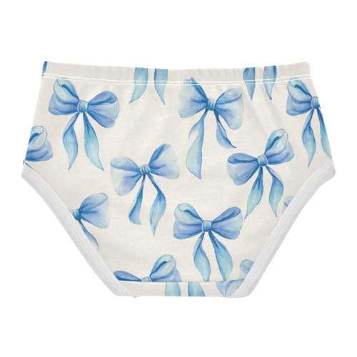 Wusikd Watercolor Blue Bows Girls' Underwear Cotton Girls Briefs Soft Toddler Underwear 2T2