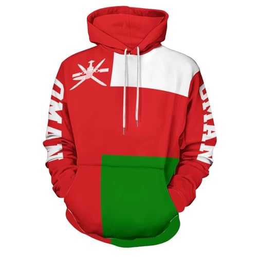 Sweat à capuche drapeau d'Oman pour homme et femme rouge pull grande taille